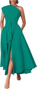 lot 26255 image: Kwunbwa One Shoulder Dresses for Women Elegant Asymmetrical A Line Flowy Formal Evening Gowns Party Cocktail Dress SIZE UNKNOWN