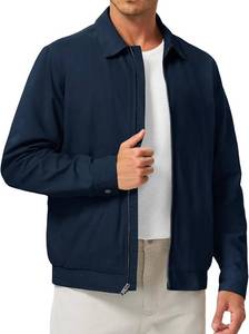 lot 26270 image: TBMPOY Mens Casual Cotton Jacket Lightweight Full Zip Canvas Lapel Jackets Business Work Windbreaker with 3 Pockets SIZE XL