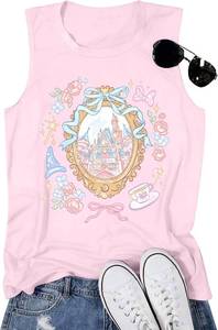 lot 26309 image: KIDDAD Magic Kingdom Tank Tops for Women Magical Shirts Fairy Castle Shirt Family Vacation Vest Summer Sleeveless Tops SIZE L