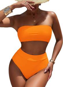 lot 26333 image: Pink Queen Womens High Waist Bikini Set Removable Strap Bandeau Two Piece Swimsuit Bathing Suit SIZE M