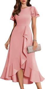 lot 26342 image: BeryLove Women Formal Party Dress Flutter Short Sleeve Wedding Cocktail Long Evening Dress SIZE L