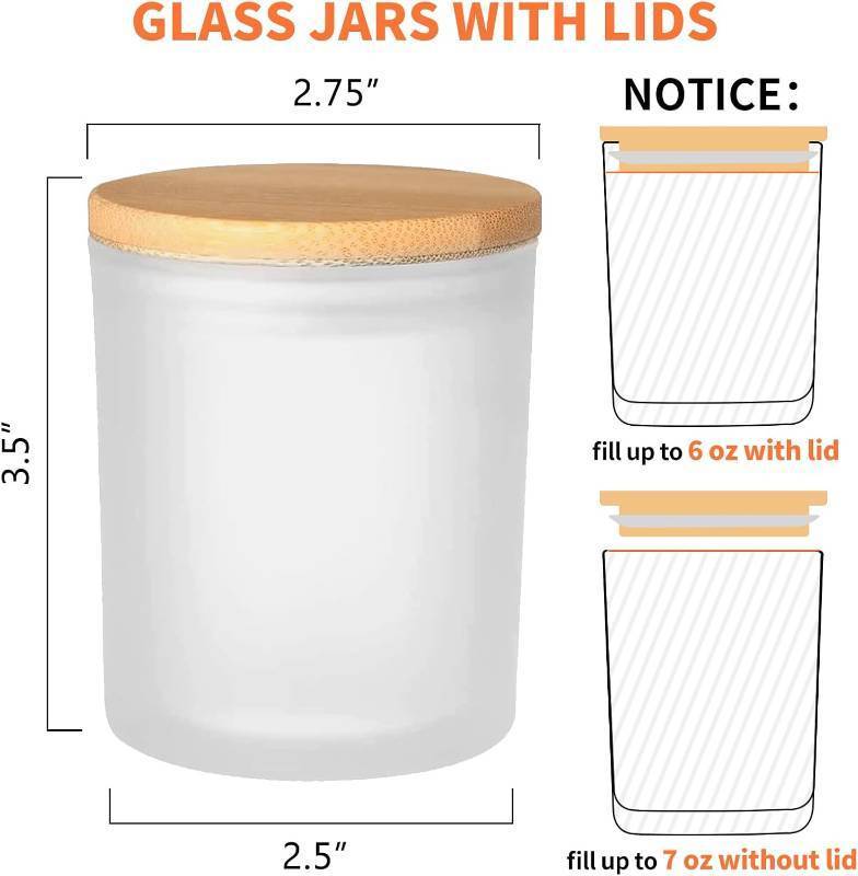 lot 1540 image: SUPMIND 11 pack Empty Candle Jars, 7oz Frosted Glass Jars with Bamboo Lids Candle Containers in Bulk for Making Candles