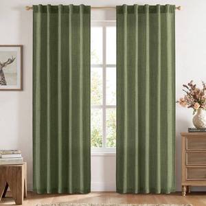 lot 21353 image: MIULEE Faux Linen Curtains 84 Inch Length 2 Panels Natural Olive Green Semi Sheer Curtain with Back Tab Rod Pocket, Light Filtering Window Privacy Burlap Drapes for Living Room Bedroom 42W x 84L