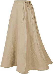 lot 21355 image: Womens Linen Wrap Skirt Casual Maxi Skirt Vintage A line Linen Skirt Size 2XL