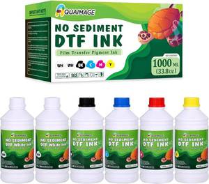 No Sediment- DTF Ink 6000 ml,Premium Transfer Printer Ink for Printhead L1800, L805, R2400, P400, P800, XP15000 Professional DTF Printers Direct to Film Heat Transfer Printing 1000mlx6(2Wh+BKCMY) - Retail: $161