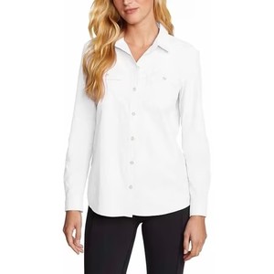lot 26224 image: Eddie Bauer Womens Lightweight Long Sleeve Ripstop Mountain Shirt, White, Medium