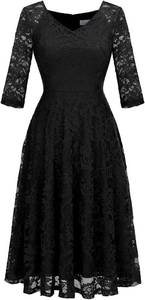 lot 26237 image: Dressystar Womens Long-Sleeve Wedding Guest Dress A-Line Lace Formal Party Cocktail Midi Dress Prom Gown Size Medium