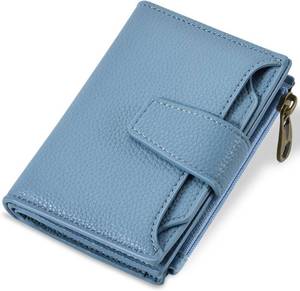lot 26246 image: Airkit Small Wallet Women RFID Blocking Soft Leather Bifold Compact Card Holder Wallet for Women with Zipper Coin Pocket 4 ID Window