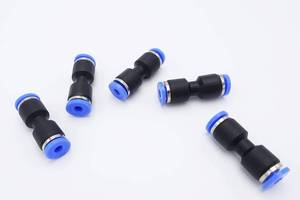 lot 26247 image: Push to Connect Fitting 18 Tube OD, Pneumatic Air Water Straight Union Two Way ConnectorCoupler (Pack of 5)
