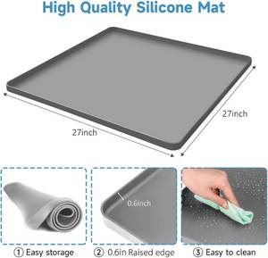 lot 26373 image: 27x27 Mini Fridge Silicone Mat with 0.5 Raised Edges, Extra Large, Prevent Water Leakage and Floor Damage from Elecrical Equipment such as Washing Machines, Dryer, Mini Fridge (Grey)