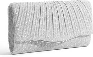 lot 26377 image: Suede Formal Evening Bag Clutch Purses for Women with Detachable Chain Evening Clutch for Wedding Cocktail Party