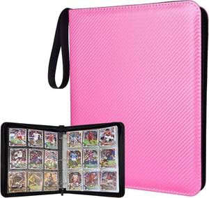 lot 26380 image: Portable 9-Pocket Trading Card Binder, Holds 1080 Cards with 60 Removable Sleeves Baseball Card Binder, Compact Card Album Organizer for Game & Sports Cards, Pink Color