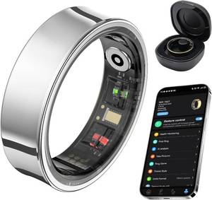 lot 26386 image: Smart Ring for Women Men, 24-Hour Body Temperature Track, Silver,#12  Sleep Monitor, 24-hour Body Temperature & Blood Oxygen & Heart Rate, AI analysis, No Subscription Fee, Stainless steel