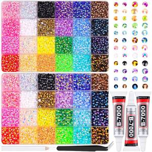 lot 26387 image: 2 Boxes Jelly Rhinestones for Bedazzling, 24500Pcs 4mm&5mm Multicolor Flatback Resin Gems for Crafting, Bedazzler Kit with 3Pcs 10ml B7000 Jewelry Glue for DIY Crafts Tumblers Fabric Decor Nail Art