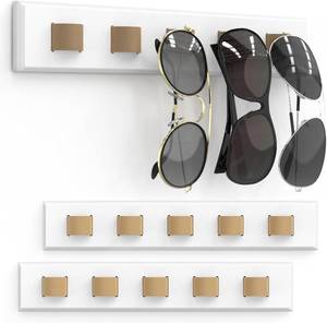 lot 26406 image: Durmmur 3 Pack Sunglass Organizer, Wall Mounted Sunglasses Organizer, Wooden Glasses Holder Sunglass Holder, Sunglasses Rack for Hanging Your Multiple Eyeglasses, for Wall, Home Decor(White)
