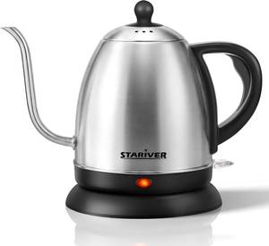 lot 26420 image: Stariver Electric Kettle Gooseneck Kettle, 1L Water Boiler, BPA-Free, Pour Over Tea Pot Stainless Steel for Coffee & Tea with Fast Heating, Auto-Shut Off and Boil-Dry Protection Tech