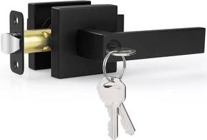 lot 26421 image: Estmoon Door Lock Matte Black Door Knob with Lock, Heavy Duty Keyed Front Door Handle Exterior Lockset, Entrance Exterior Door Knob for Bedroom, Bathroom, Front Door, Office, 1 Pack