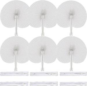 lot 26437 image: 100 Pcs White Round Paper Fans  Foldable Handheld Fans for Women,Folding Hand Fans for Wedding,Bridal Guest,Church,Party Favors,Dancing,Birthday,DIY