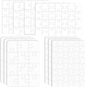 lot 26446 image: Sumind 10 Sets Blank Sublimation Puzzle Jigsaw Rectangle Make Your Own Heart Shaped White DIY Press Thermal Transfer Puzzle Gift for Summer Office (A5-281248 Rectangle)