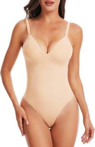 lot 13575 image: Bodysuits for Women, Tummy Control Full Body Shapewear, Seamless Deep V Neck Thong Body Suit