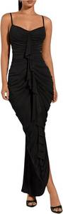 lot 26500 image: Floerns Womens Ruffle Ruched Cami Dress Draped Split Elegant Bodycon Maxi Dresses SIZE M