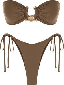 lot 26504 image: ZAFUL Bikini Sets for Women Strapless Top Sexy High Cut Bathing Suit Bandeau Two Piece Swimsuit String Beach Swim Suit 2026 SIZE S