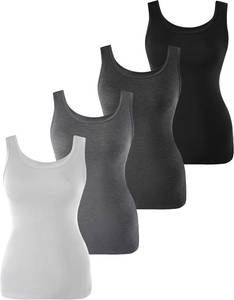lot 26533 image: BAMBOO COOL Womens Camisole Tank Top Soft Wide Strap Cami Basic Layering Undershirt for Summer 4 Pack SIZE XXL