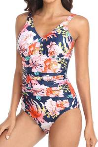 lot 26540 image: PERONA Womens Tummy Control Swimsuit One Piece Bathing Suit Vintage Printed Swimwear SIZE 8