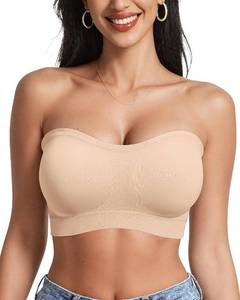 lot 26569 image: OEAK Supportive Strapless Bras for Women Push Up Wireless Bandeau Bra Non Slip Seamless Bras Comfortable Padded Bralette SIZE M