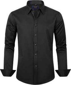 lot 26572 image: J.VER Boys Long Sleeve Dress Shirts Solid Stretch Wrinkle-Free Shirt Kids Casual Button Down Shirts School Uniform SIZE 10-11YEARS