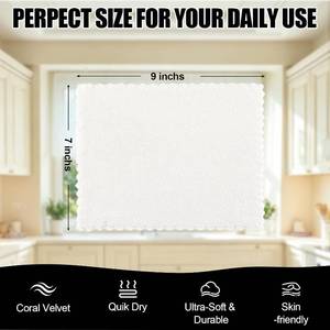 lot 26575 image: Kitinjoy Kitchen Cloths Dish Towels (7 x 9, White), Super Soft and Absorbent Dish Cloths, Nonstick Oil Fast Drying Coral Velvet Microfiber Cleaning