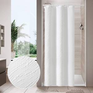 lot 26582 image: MitoVilla White Modern Small Stall Shower Curtain 36 x 72, Farmhouse Narrow Half Size Shower Curtains for Bathroom Decor, 3D Waves Embossed Marble Textured Cloth Shower Curtain 36 inch