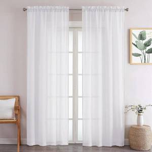 lot 26604 image: Chyhomenyc Crushed Sheer White Curtains 96 Inch Length 2 Panels, Light Filtering Solid Crinkle Voile Lightweight Rod Pocket Sheer Curtian for Bedroom Living Room, Each 42Wx96L Inches