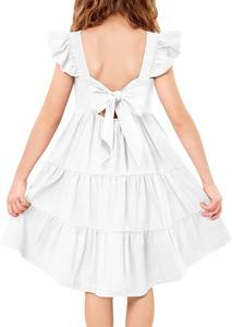 lot 26613 image: Arshiner Toddler Dress Little Girls Summer Cotton Backless High Low Hem Beach Casual Sundress with Pockets SIZE 2T