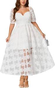 lot 26615 image: EYWOL Formal Wedding Guest Cocktail Floral Embroidered Dress SIZE XXXL