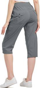 lot 26617 image: Womens Cargo Capris Hiking Pants with 6 Pockets Lightweight Quick Dry Outdoor Travel Casual Cotton Comfy Summer Pants SIZE L