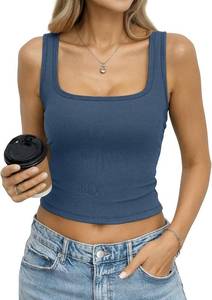lot 26618 image: EasyGala Womens Built in Bra Ribbed Tank Y2k Crop Going Out Shirt Fitted Summer Square Neck Top Removable Pads Tank 2026 SIZE M
