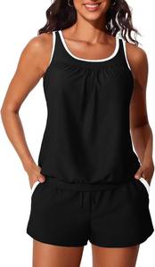lot 26623 image: Summer Mae Blouson Womens Tankini Swimsuits Tummy Control Modest 2026 Two Piece with Sporty Pockets Bathing Suits SIZE L (Pattern  Color Differs from Stock Photo)