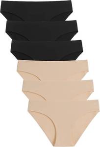 lot 26626 image: Caterlove Womens Seamless Underwear No Show Stretch Bikini Panties Silky Invisible Hipster 6 Pack Size Small