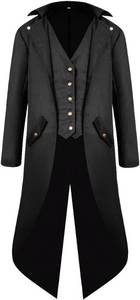 lot 26627 image: H&ZY Mens Steampunk Vintage Tailcoat Jacket Gothic Victorian Frock Coat Uniform Halloween Costume Size Small
