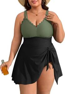 lot 26636 image: Charmo Plus Size Swimsuit for Women Swim Dress Scalloped One Piece Tummy Control Bathing Suit Ruched Swim Suits 2026 Size 3X