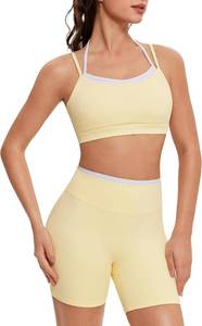 lot 26646 image: OMKAGI Workout Sets for Women Cute Doubel Layer Open Back Sports Bras Gym Shorts Outfits Size Small