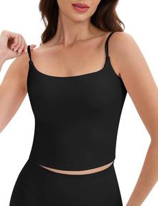 lot 26650 image: Spaghetti Strap Workout Tank Tops for Women Scoop Neck Women Sports Bras Yoga Camisole Strappy Tank Tops Built in Bra Size XS (PURPLE)