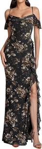 lot 26654 image: KUTUMAI Women Elegant Floral Ruffle Long Formal Wedding Guest Dress 2026  Side Slit, Stretchy Mesh, Lined, Maxi Dresses for Garden Bridesmaid Cocktail Prom Bridal Shower Size Medium