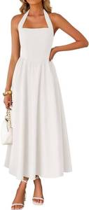lot 26676 image: ZESICA Womens Summer Sleeveless Halter Midi Dress 2026 Off Shoulder High Waist Flowy Formal Wedding Guest Long Dresses Size XL