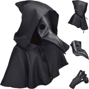 lot 26678 image: SATINIOR Halloween Plague Doctor Costume Set 3 in 1 Plague Doctor Mask Cloak Gloves for Adult Steampunk Cosplay Party Size Unknown