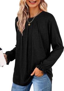 lot 26681 image: LCXWFE Womens Tops Dressy Casual Summer Shirts Crew Neck Pleated Ruffle Sleeve Tops for Women Color Purple Size XL