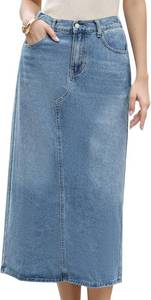 lot 26684 image: Allegra K Denim Skirt for Women Midi Length Elastic Waist Split Back Long Jean Skirts Size Large