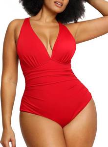 lot 26691 image: SHAPELLX Tummy Control Swimsuit for Women Shapewear Bathing Suit Ruched Plunge Cut Out Swimsuits One Piece Swimwear Size Medium
