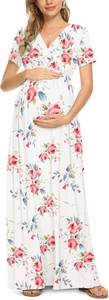 lot 26698 image: Xpenyo Maternity Maxi Dress Women Casual Wrap Long Baby Shower Pregnancy Dresses Size Small